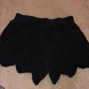 Black Embroidery Shorts